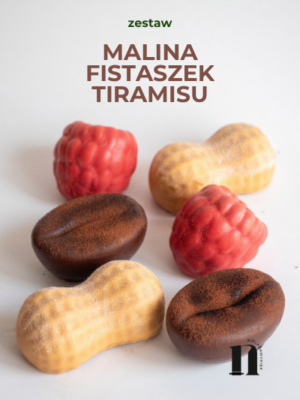 Monoporcja malina (1) Zestaw: Malina, Tiramisu, Fistaszek