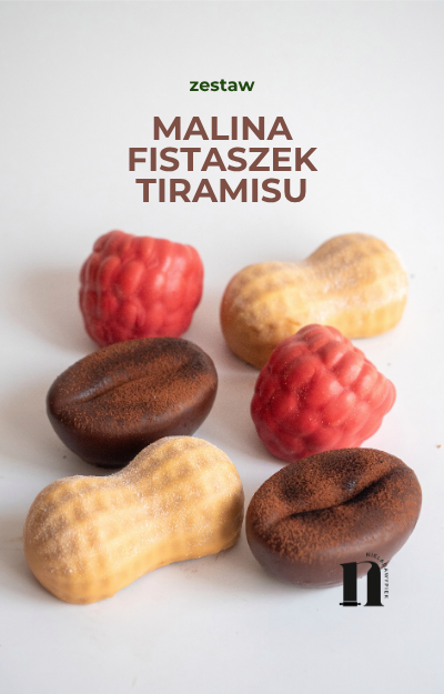 Monoporcja malina (1) Zestaw: Malina, Tiramisu, Fistaszek